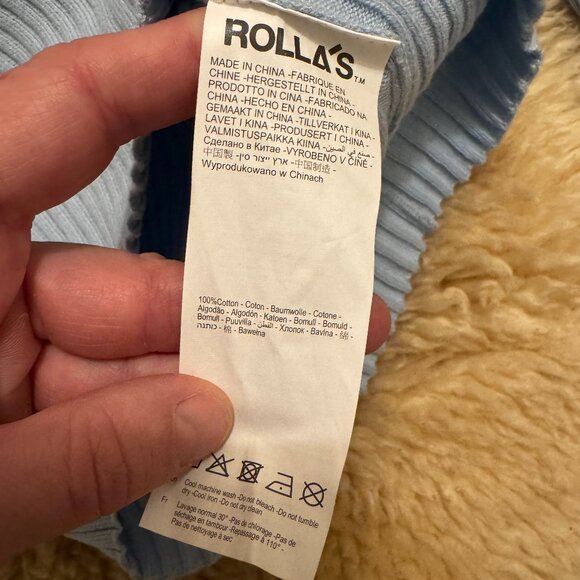 Rolla’s Ribbed Knit Sweater 100% Cotton - M – Baby Blue – EUC - Picture 3 of 6